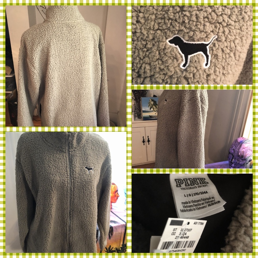 BNWT Pink VS Full Zip Boyfriend Sherpa Jacket